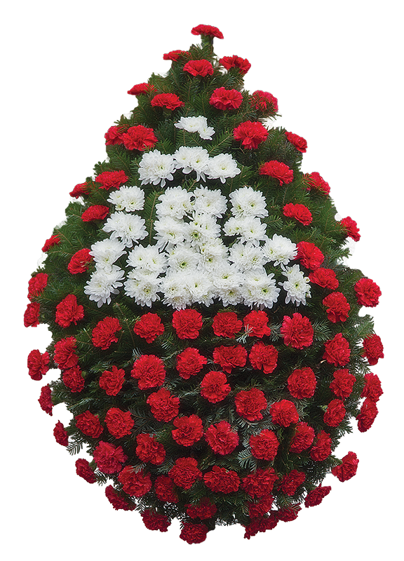 Coroana Funerara Memoris - Garoafe rosii si crizanteme albe 3